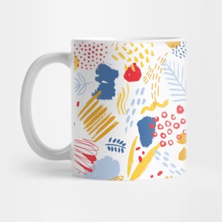 Yellow blue abstract colorful pattern face mask Mug